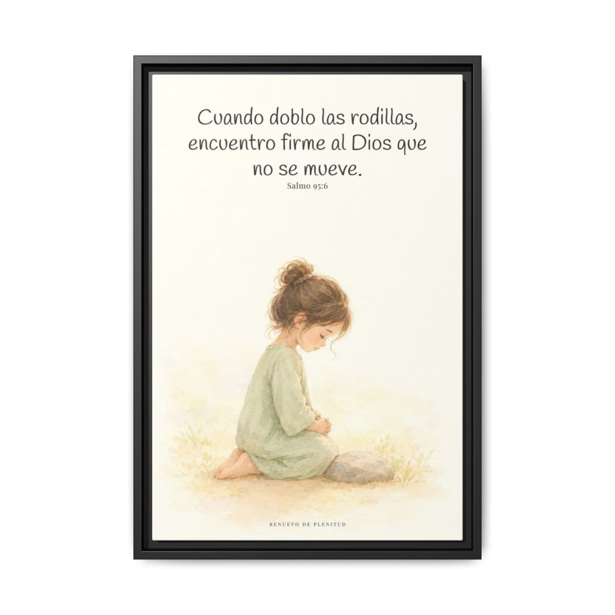 El Señor es la Roca donde descanso | Cuadro de fe enmarcado | Salmo 95:6 — 16×24 pulgadas, marco negro, vista frontal