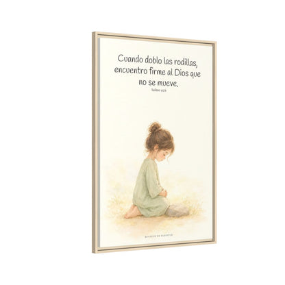 El Señor es la Roca donde descanso | Cuadro de fe enmarcado | Salmo 95:6 — 24×36 pulgadas, marco natural, vista lateral del marco flotante