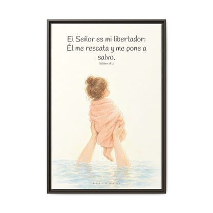 El Señor es mi libertador — Lienzo Cristiano Enmarcado | Salmo 18:2 — 24×36 pulgadas, marco espresso, vista frontal
