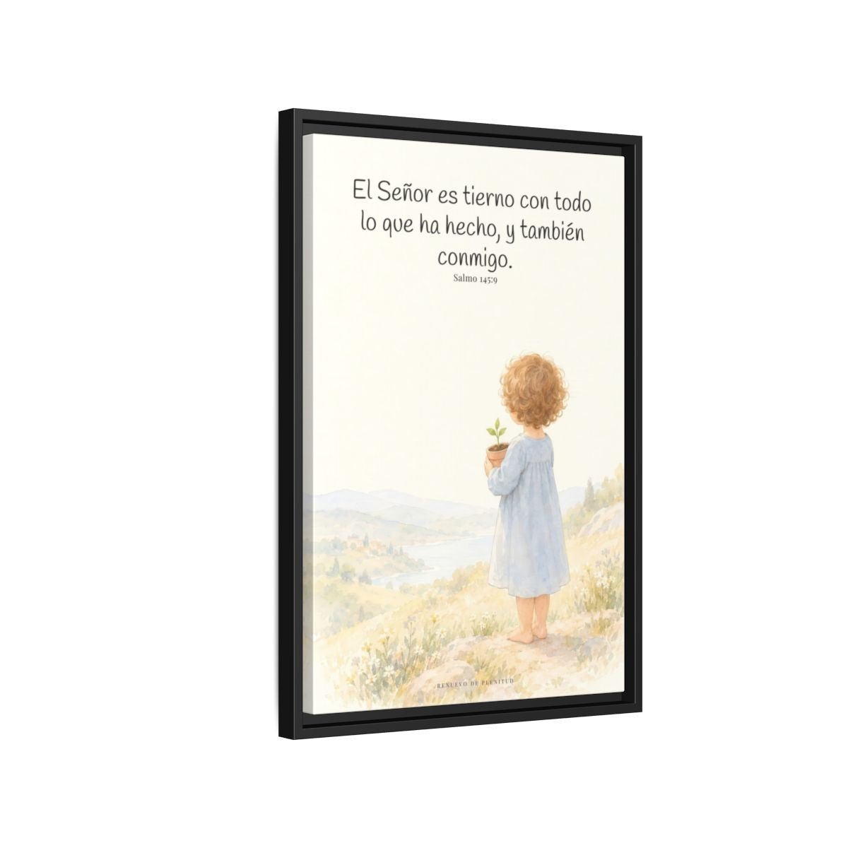 El Señor es tierno con todo lo que ha hecho | Cuadro de inspiración bíblica | Salmo 145:9 — 16×24 pulgadas, marco negro, vista lateral del marco flotante