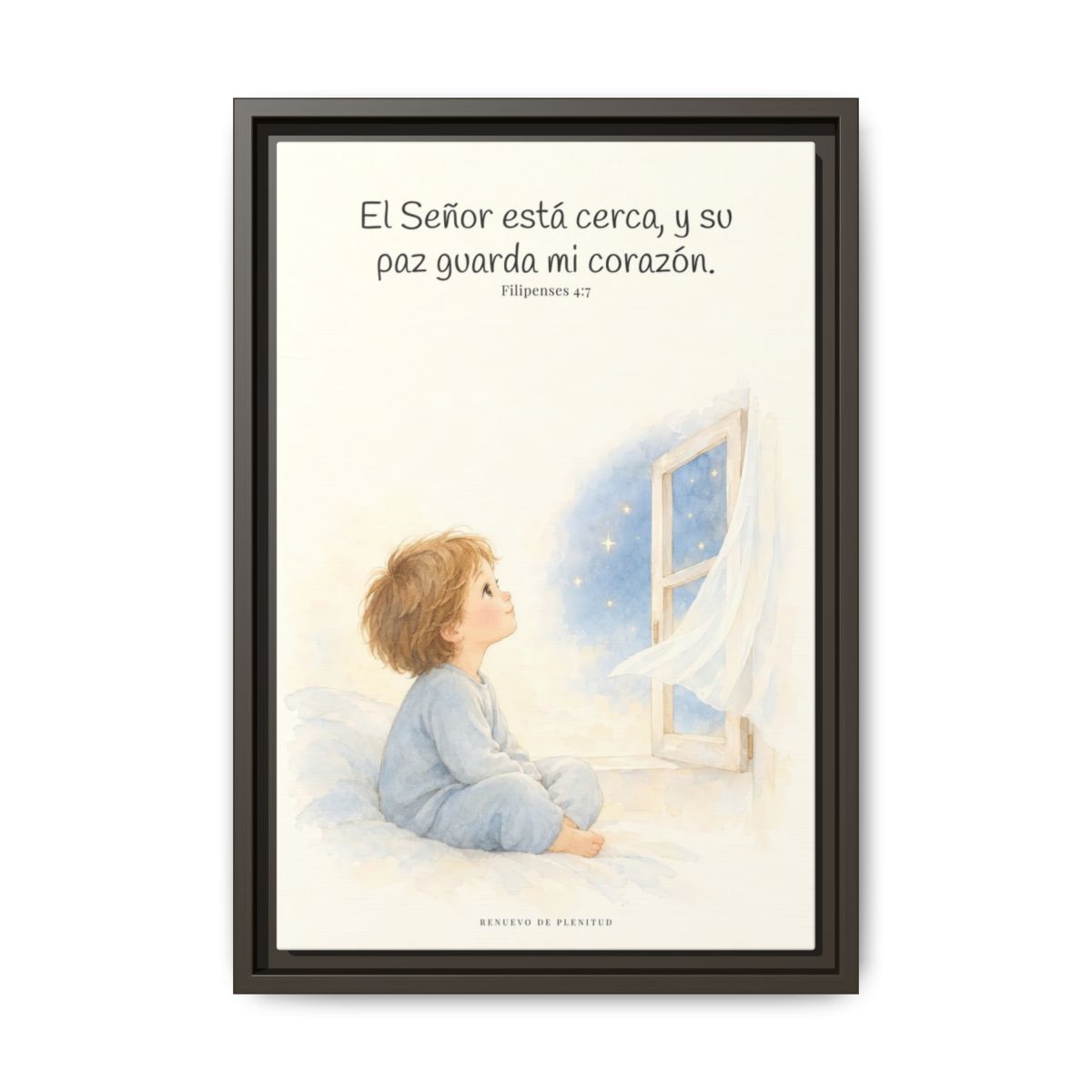 El Señor está cerca de mí | Lienzo bíblico para el hogar | Filipenses 4:7 — 12×18 pulgadas, marco espresso, vista frontal
