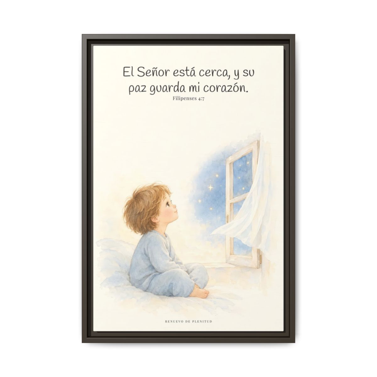 El Señor está cerca de mí | Lienzo bíblico para el hogar | Filipenses 4:7 — 16×24 pulgadas, marco espresso, vista frontal