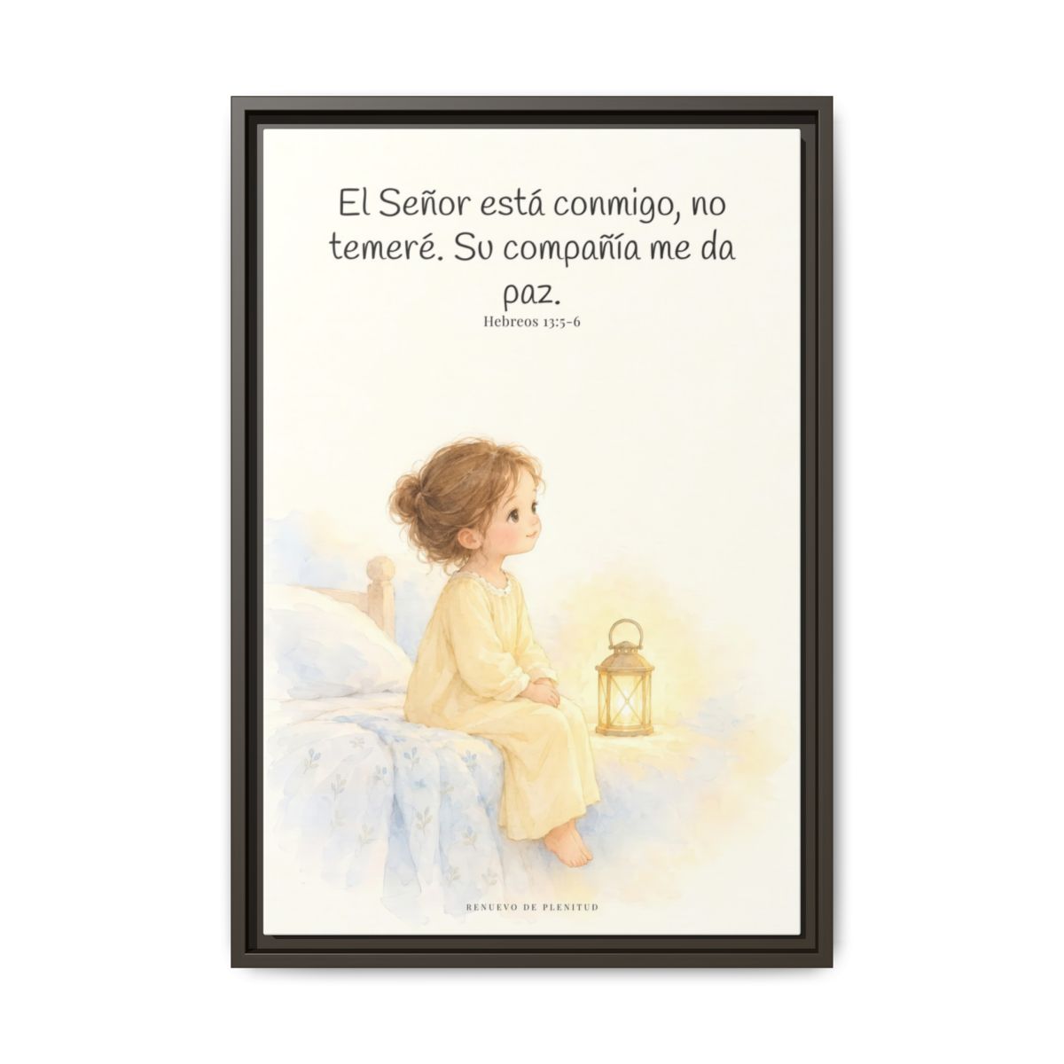 El Señor está conmigo, no temeré — Lienzo Cristiano Enmarcado | Hebreos 13:5-6 — 16×24 pulgadas, marco espresso, vista frontal