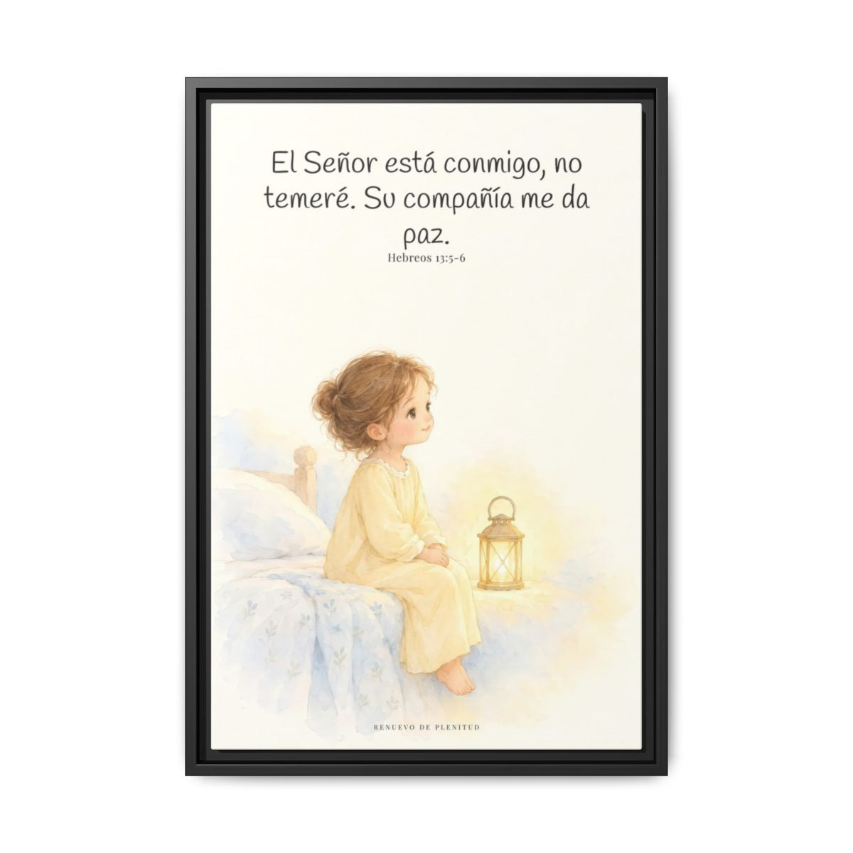 El Señor está conmigo, no temeré — Lienzo Cristiano Enmarcado | Hebreos 13:5-6 — 16×24 pulgadas, marco negro, vista frontal
