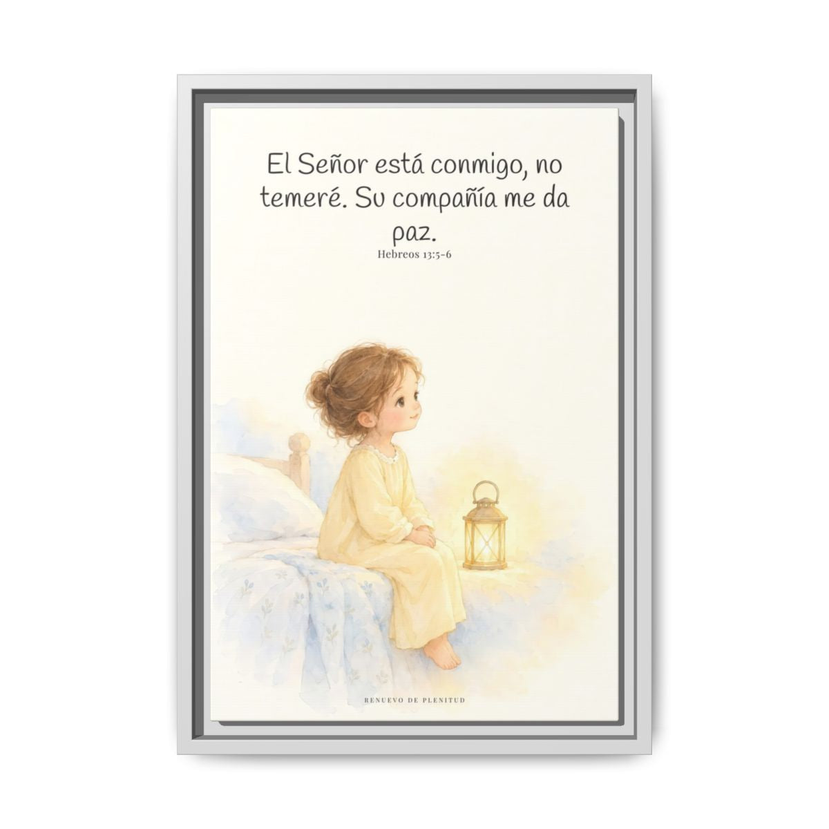 El Señor está conmigo, no temeré — Lienzo Cristiano Enmarcado | Hebreos 13:5-6 — 12×18 pulgadas, marco blanco, vista frontal