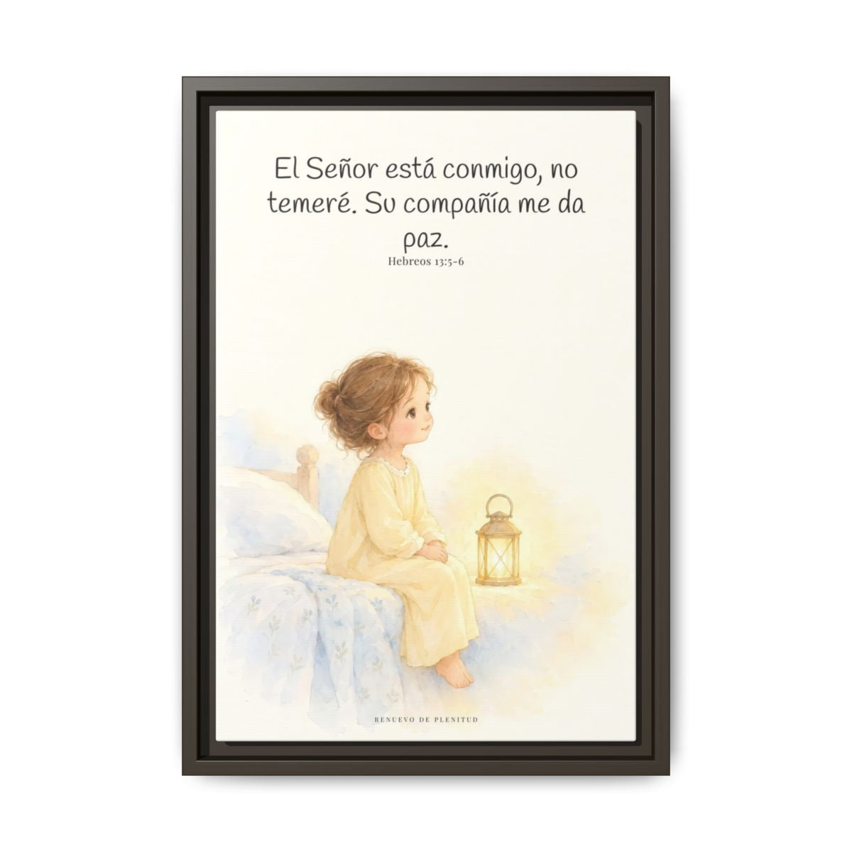 El Señor está conmigo, no temeré — Lienzo Cristiano Enmarcado | Hebreos 13:5-6 — 12×18 pulgadas, marco espresso, vista frontal