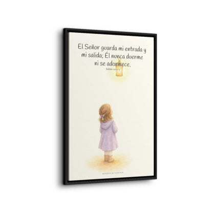 El Señor guarda mi entrada y mi salida | Decoración de fe para pared | Salmo 121:1-2 — 24×36 pulgadas, marco negro, vista lateral del marco flotante