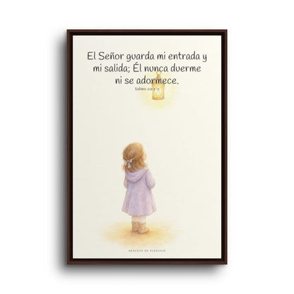 El Señor guarda mi entrada y mi salida | Decoración de fe para pared | Salmo 121:1-2 — 24×36 pulgadas, marco espresso, vista frontal