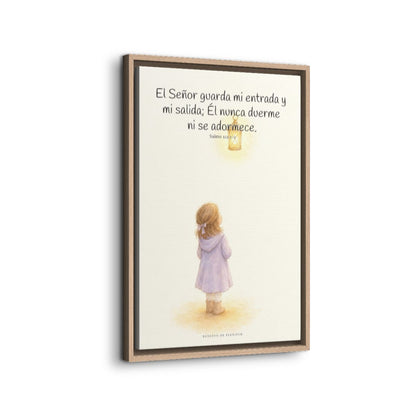 El Señor guarda mi entrada y mi salida | Decoración de fe para pared | Salmo 121:1-2 — 16×24 pulgadas, marco natural, vista lateral del marco flotante