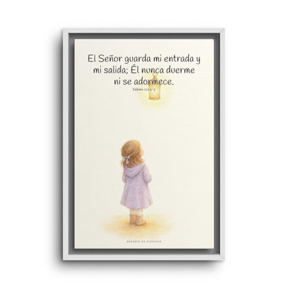 El Señor guarda mi entrada y mi salida | Decoración de fe para pared | Salmo 121:1-2 — 12×18 pulgadas, marco blanco, vista frontal