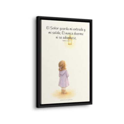 El Señor guarda mi entrada y mi salida | Decoración de fe para pared | Salmo 121:1-2 — 16×24 pulgadas, marco negro, vista lateral del marco flotante