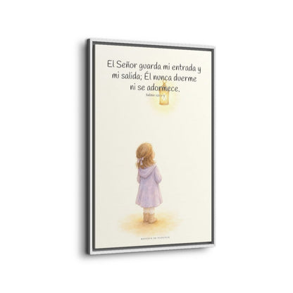 El Señor guarda mi entrada y mi salida | Decoración de fe para pared | Salmo 121:1-2 — 24×36 pulgadas, marco blanco, vista lateral del marco flotante