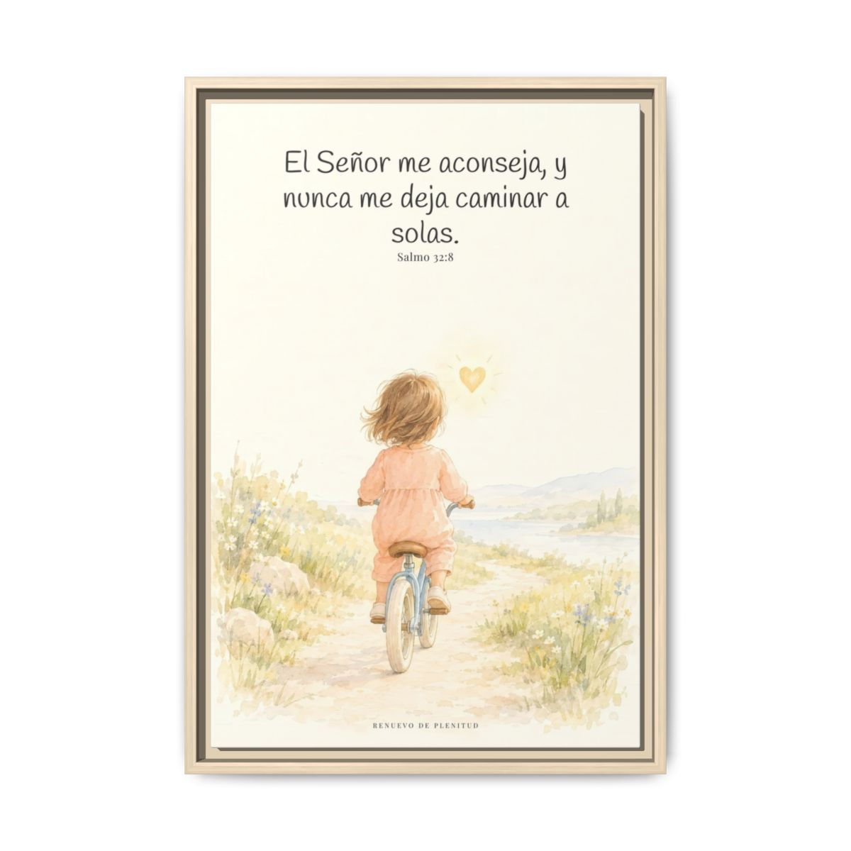 El Señor me aconseja con amor | Cuadro de fe enmarcado | Salmo 32:8 — 16×24 pulgadas, marco natural, vista frontal