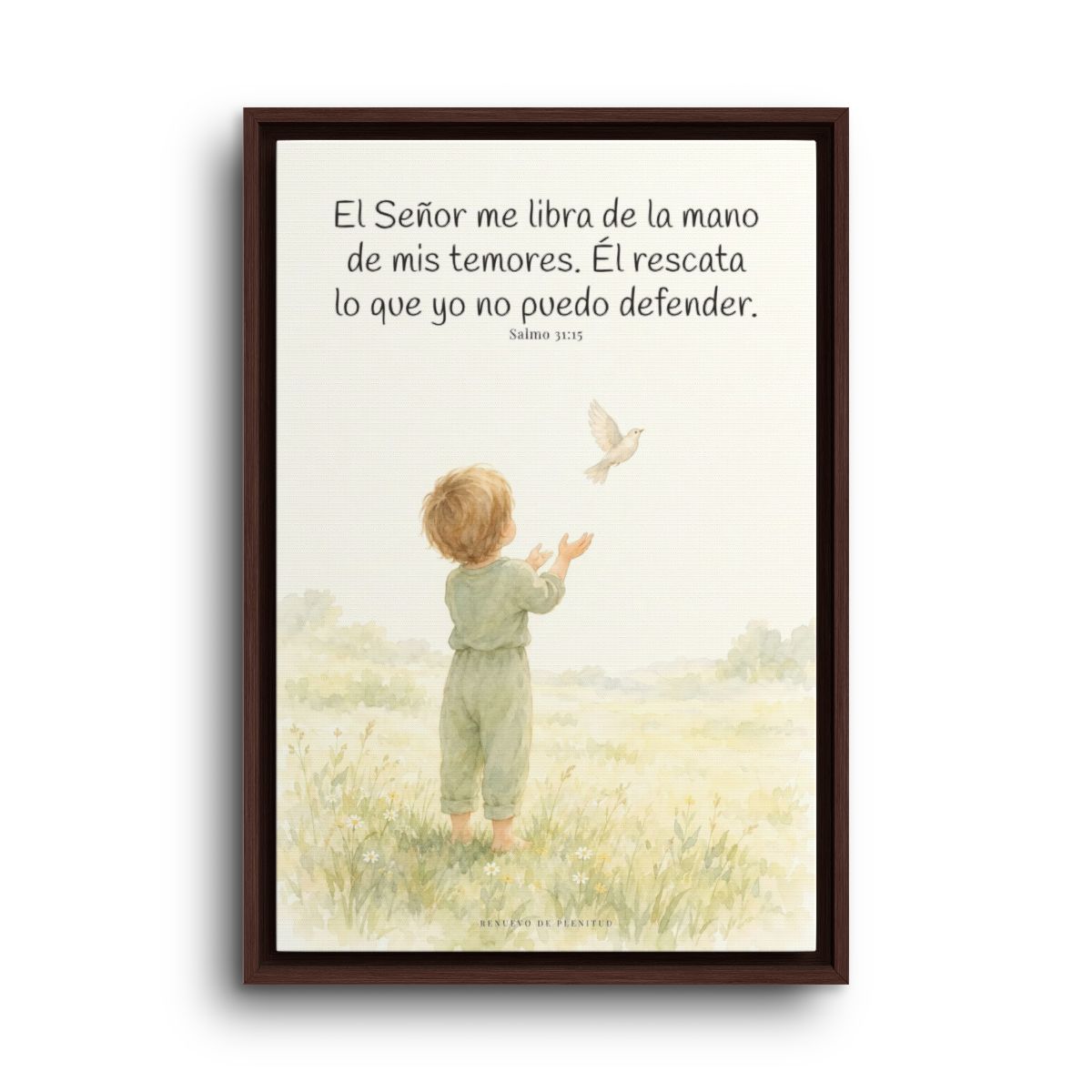 El Señor me libra de la mano de mis temores | Lienzo bíblico para el hogar | Salmo 31:15 — 16×24 pulgadas, marco espresso, vista frontal