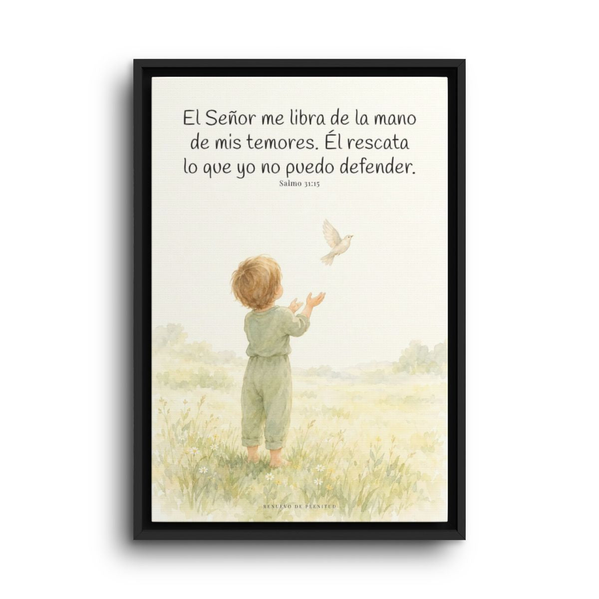 El Señor me libra de la mano de mis temores | Lienzo bíblico para el hogar | Salmo 31:15 — 16×24 pulgadas, marco negro, vista frontal