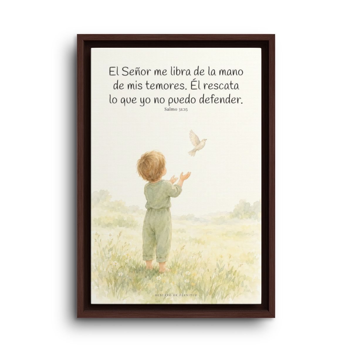El Señor me libra de la mano de mis temores | Lienzo bíblico para el hogar | Salmo 31:15 — 12×18 pulgadas, marco espresso, vista frontal