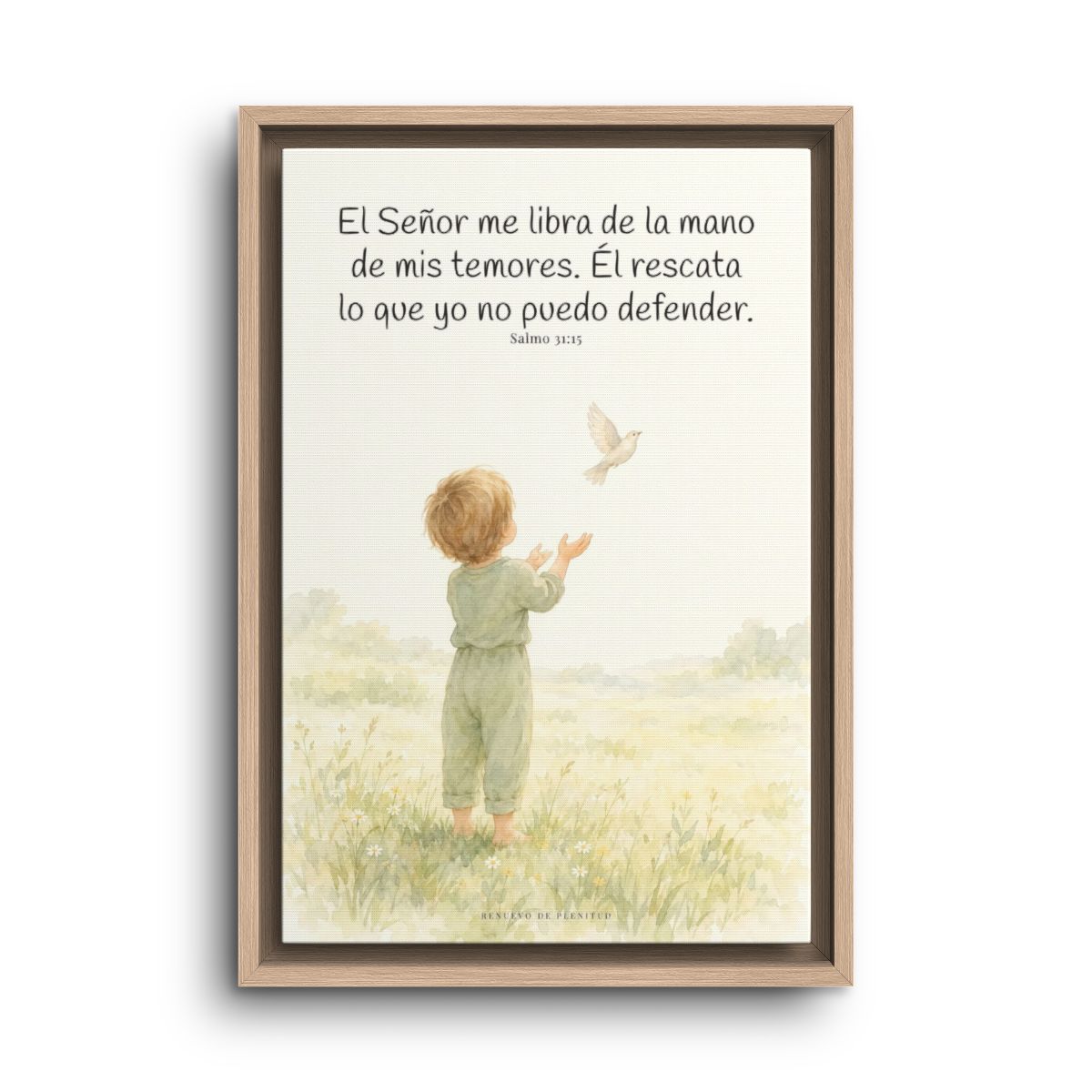 El Señor me libra de la mano de mis temores | Lienzo bíblico para el hogar | Salmo 31:15 — 12×18 pulgadas, marco natural, vista frontal