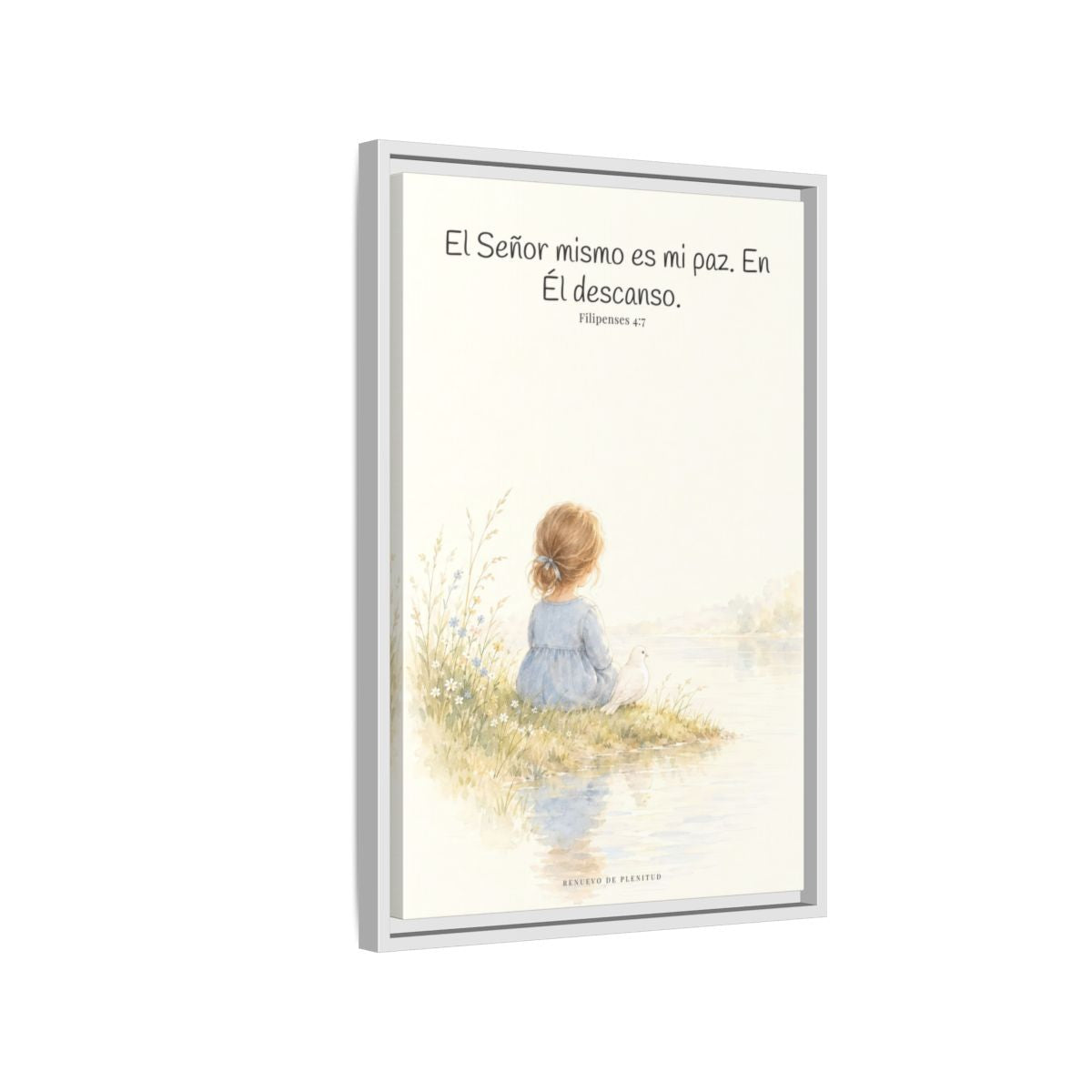 El Señor mismo es mi paz — Lienzo Cristiano Enmarcado | Filipenses 4:7 — 16×24 pulgadas, marco blanco, vista lateral del marco flotante