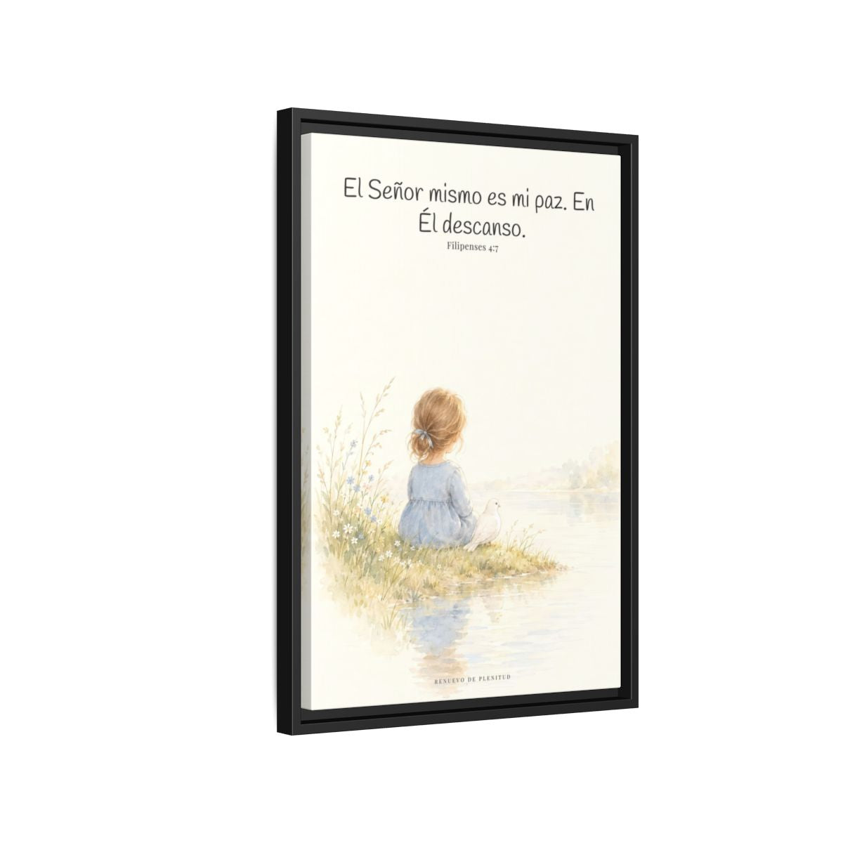 El Señor mismo es mi paz — Lienzo Cristiano Enmarcado | Filipenses 4:7 — 16×24 pulgadas, marco negro, vista lateral del marco flotante