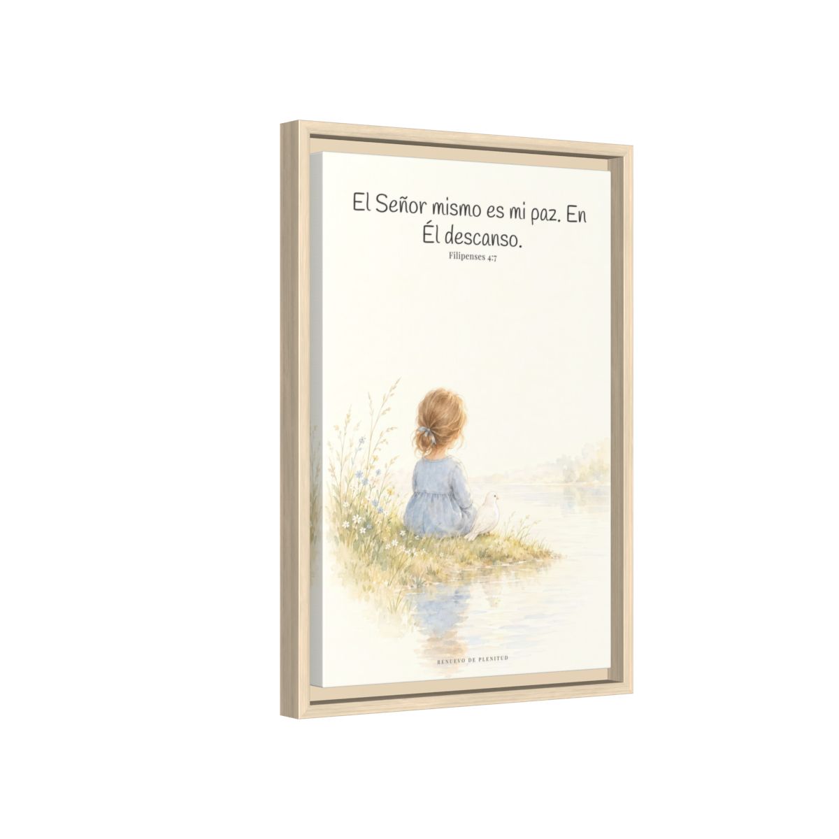 El Señor mismo es mi paz — Lienzo Cristiano Enmarcado | Filipenses 4:7 — 12×18 pulgadas, marco natural, vista lateral del marco flotante