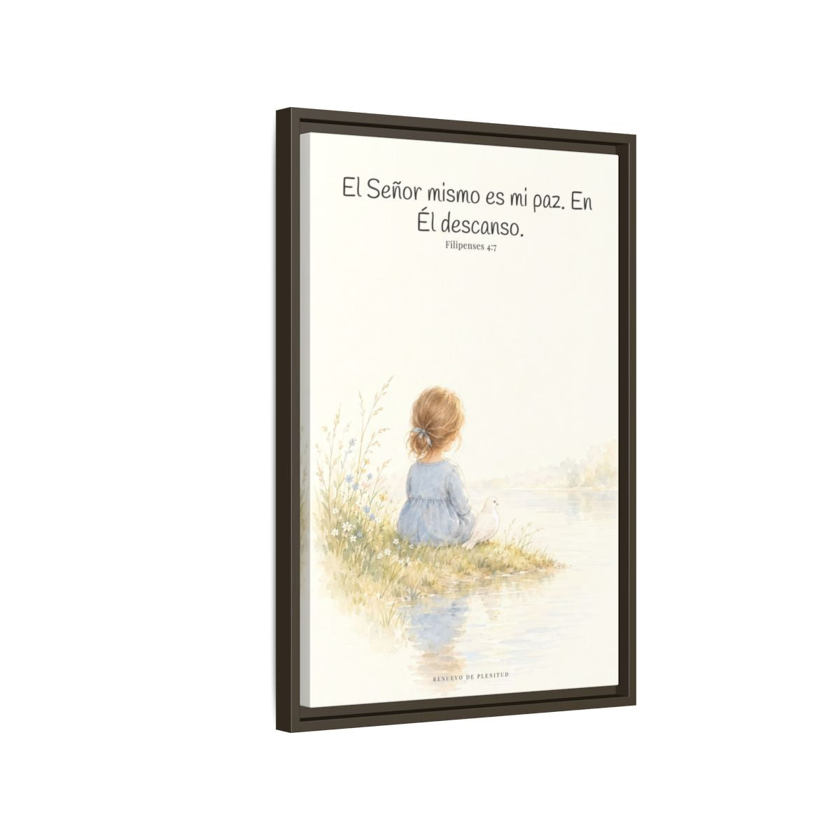 El Señor mismo es mi paz — Lienzo Cristiano Enmarcado | Filipenses 4:7 — 16×24 pulgadas, marco espresso, vista lateral del marco flotante