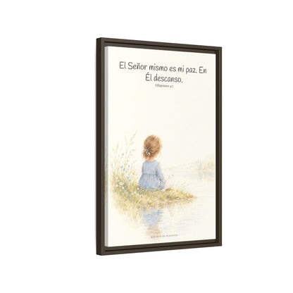 El Señor mismo es mi paz — Lienzo Cristiano Enmarcado | Filipenses 4:7 — 16×24 pulgadas, marco espresso, vista lateral del marco flotante