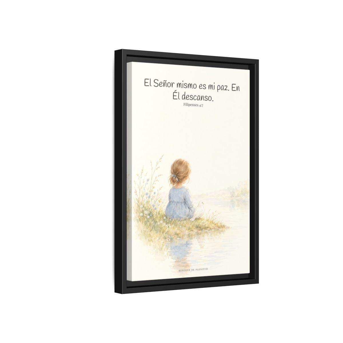 El Señor mismo es mi paz — Lienzo Cristiano Enmarcado | Filipenses 4:7 — 12×18 pulgadas, marco negro, vista lateral del marco flotante