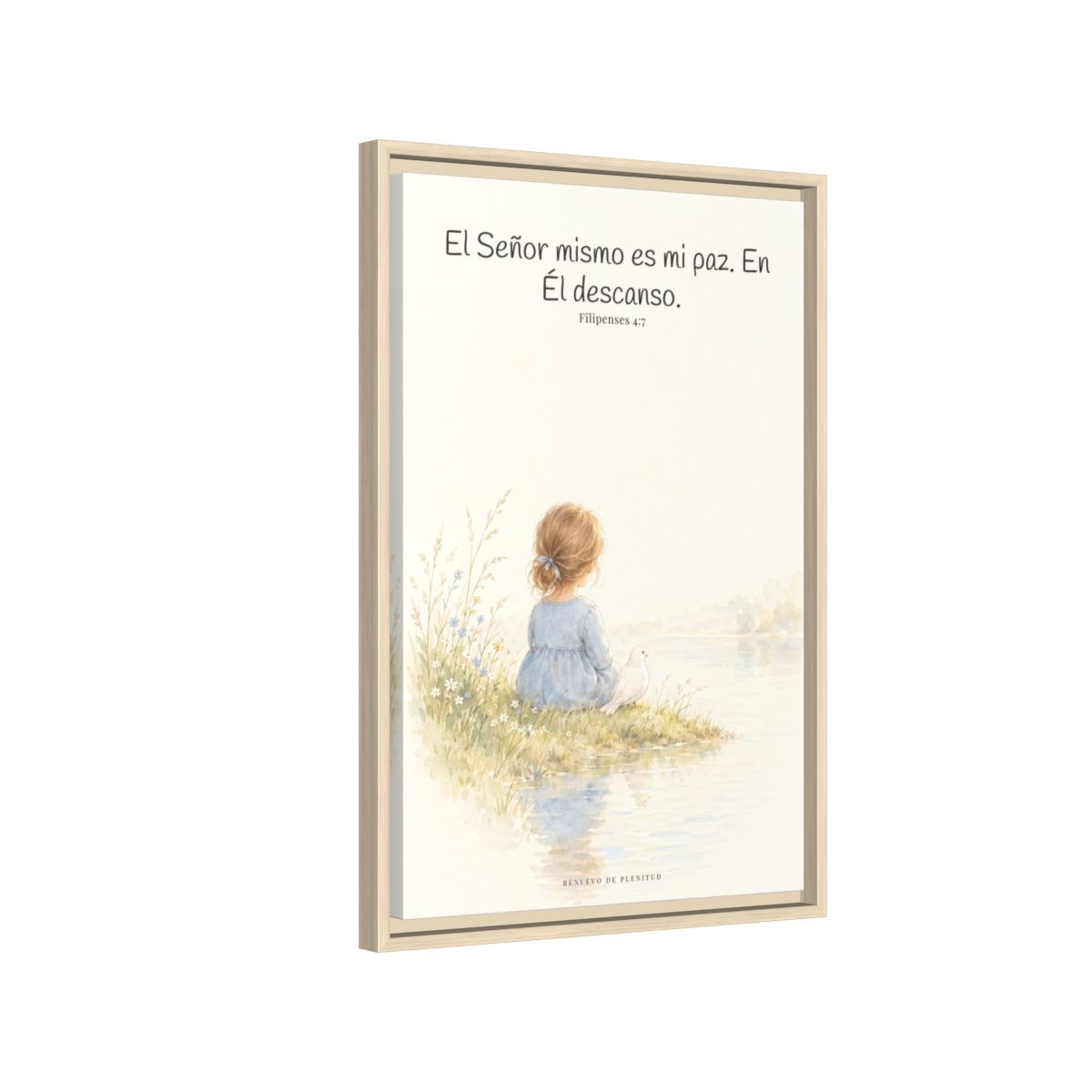 El Señor mismo es mi paz — Lienzo Cristiano Enmarcado | Filipenses 4:7 — 16×24 pulgadas, marco natural, vista lateral del marco flotante