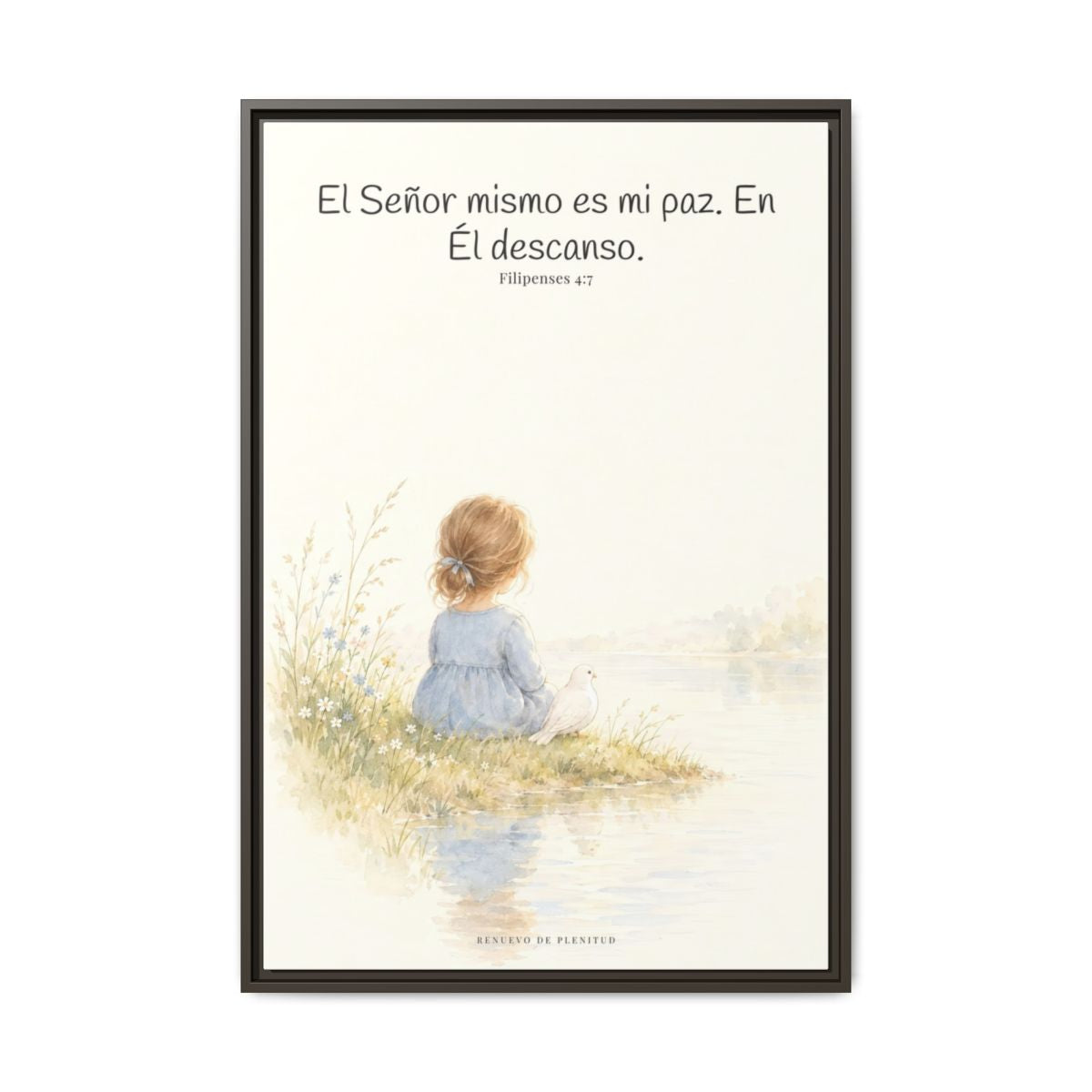 El Señor mismo es mi paz — Lienzo Cristiano Enmarcado | Filipenses 4:7 — 24×36 pulgadas, marco espresso, vista frontal