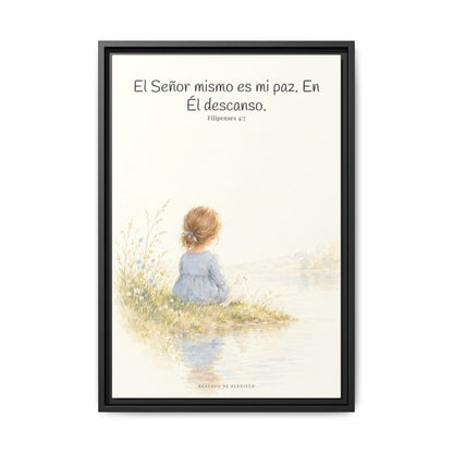 El Señor mismo es mi paz — Lienzo Cristiano Enmarcado | Filipenses 4:7 — 16×24 pulgadas, marco negro, vista frontal