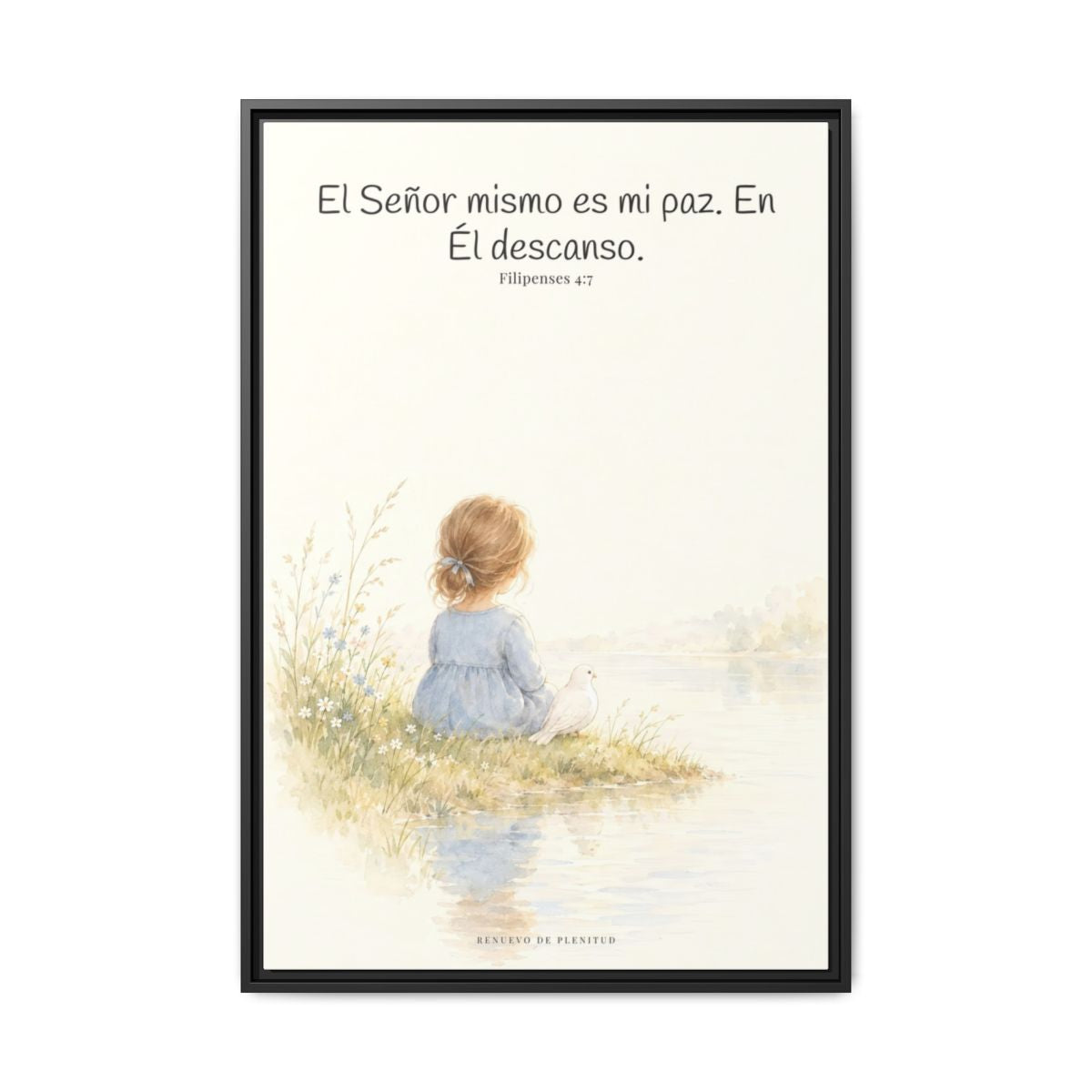 El Señor mismo es mi paz — Lienzo Cristiano Enmarcado | Filipenses 4:7 — 24×36 pulgadas, marco negro, vista frontal