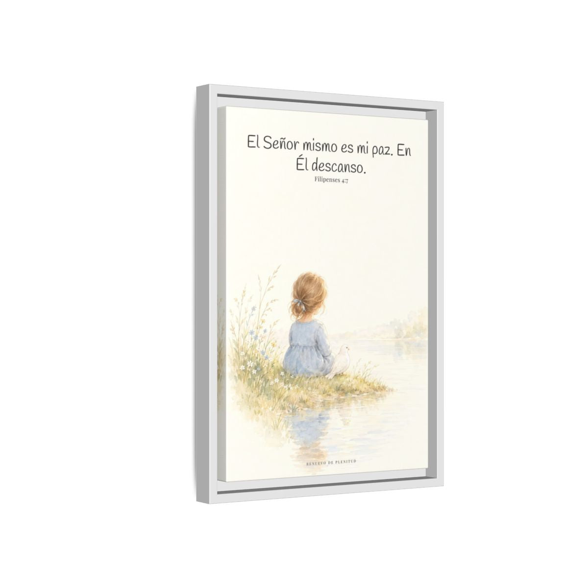 El Señor mismo es mi paz — Lienzo Cristiano Enmarcado | Filipenses 4:7 — 12×18 pulgadas, marco blanco, vista lateral del marco flotante