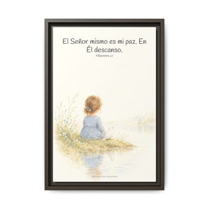 El Señor mismo es mi paz — Lienzo Cristiano Enmarcado | Filipenses 4:7 — 12×18 pulgadas, marco espresso, vista frontal