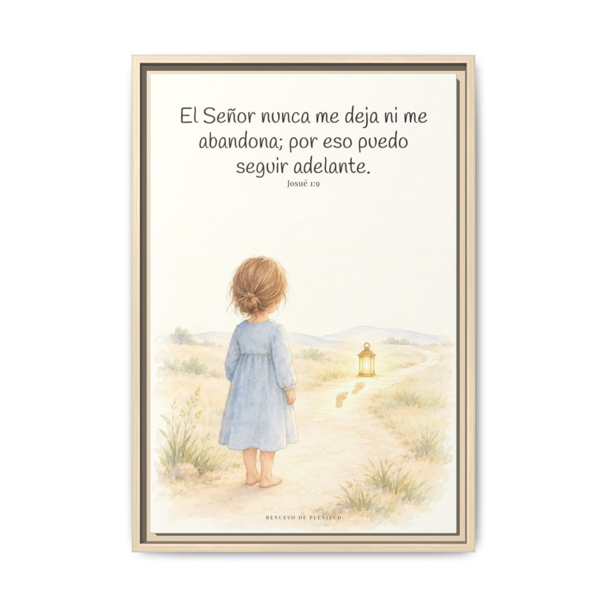 El Señor no me deja ni me abandona — Lienzo Cristiano Enmarcado | Josué 1:9 — 16×24 pulgadas, marco natural, vista frontal