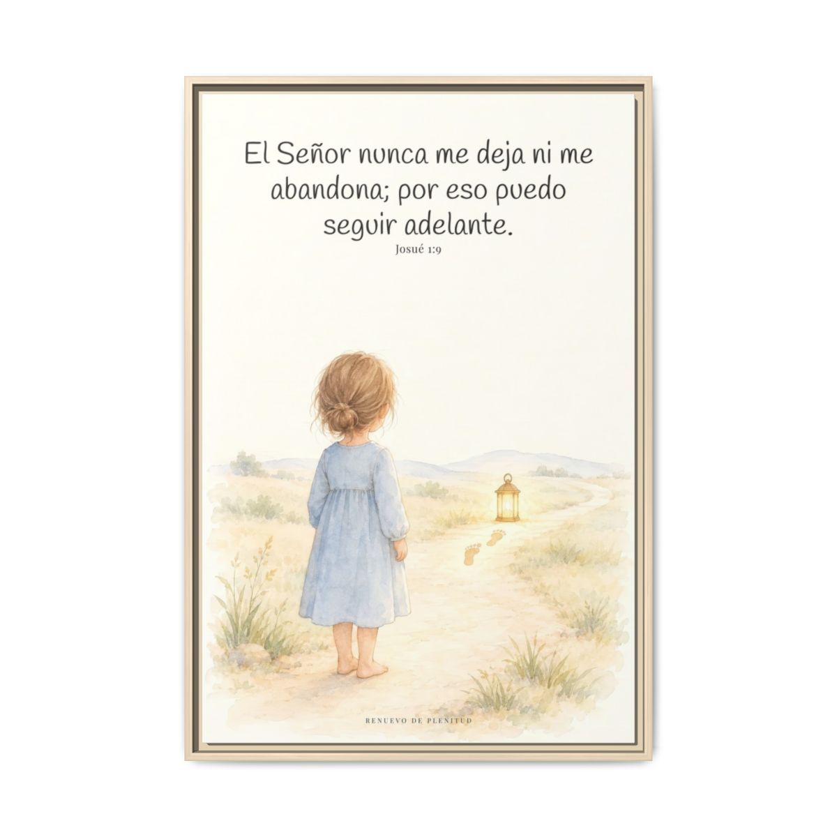 El Señor no me deja ni me abandona — Lienzo Cristiano Enmarcado | Josué 1:9 — 24×36 pulgadas, marco natural, vista frontal