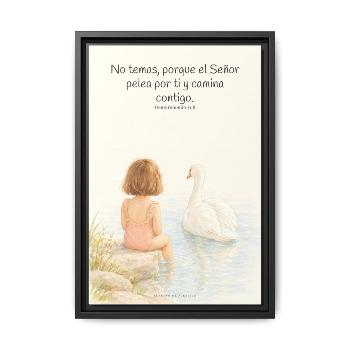 El Señor no tiene miedo de lo que viene | Lienzo bíblico para el hogar | Deuteronomio 31:8 — 12×18 pulgadas, marco negro, vista frontal