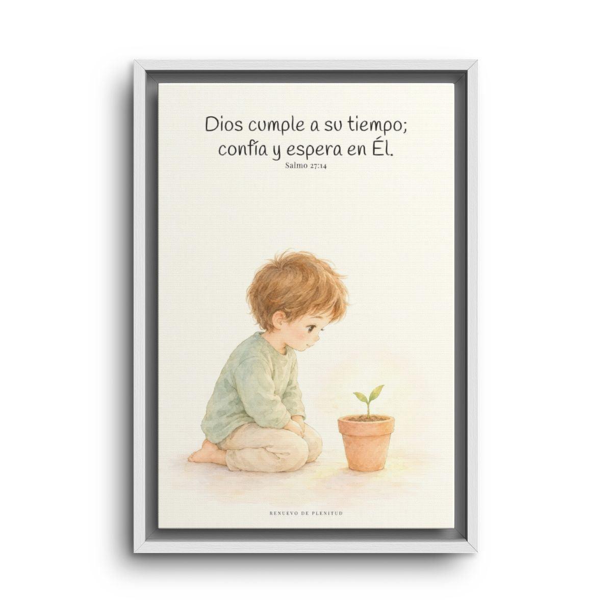 El Señor nunca llega tarde | Decoración cristiana enmarcada | Salmo 27:14 — 12×18 pulgadas, marco blanco, vista frontal