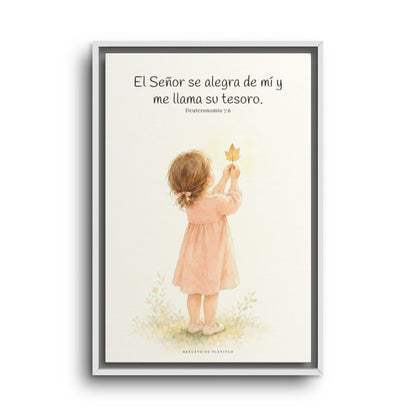 El Señor se alegra de mí | Decoración cristiana enmarcada | Deuteronomio 7:6 — 16×24 pulgadas, marco blanco, vista frontal