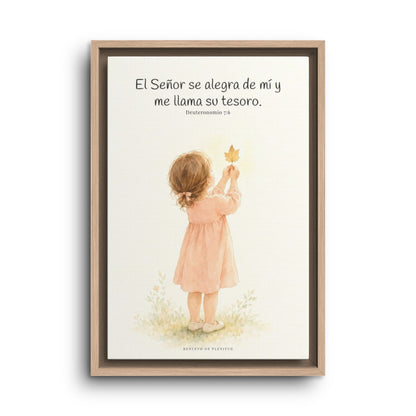 El Señor se alegra de mí | Decoración cristiana enmarcada | Deuteronomio 7:6 — 12×18 pulgadas, marco natural, vista frontal