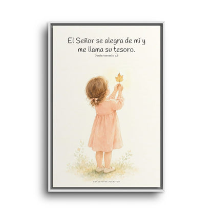El Señor se alegra de mí | Decoración cristiana enmarcada | Deuteronomio 7:6 — 24×36 pulgadas, marco blanco, vista frontal