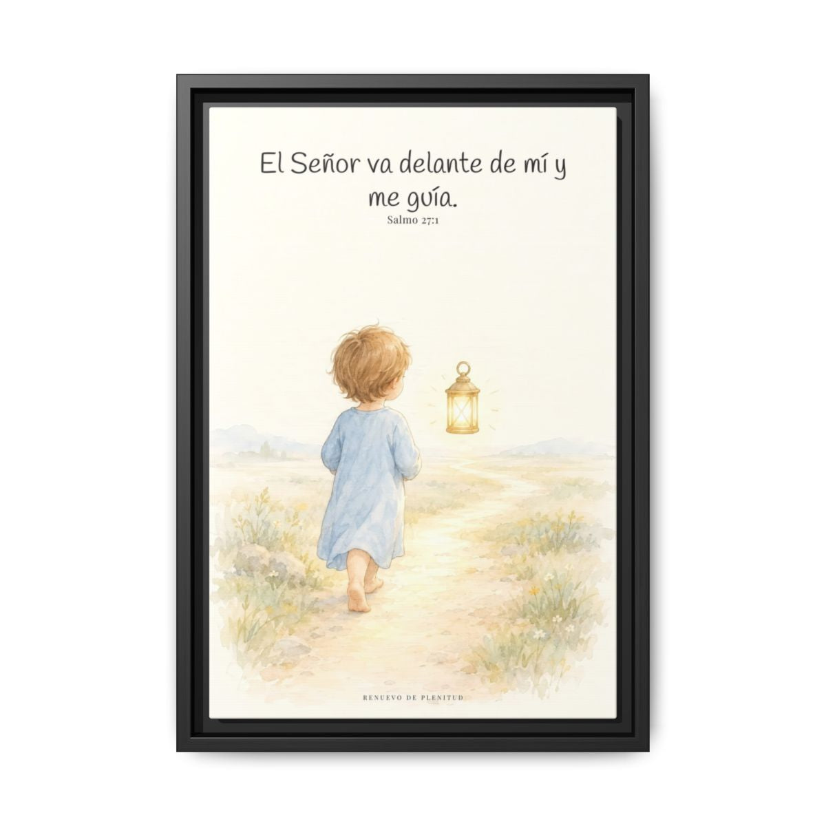 El Señor va delante de mí — Lienzo Cristiano Enmarcado | Salmo 27:1 — 12×18 pulgadas, marco negro, vista frontal
