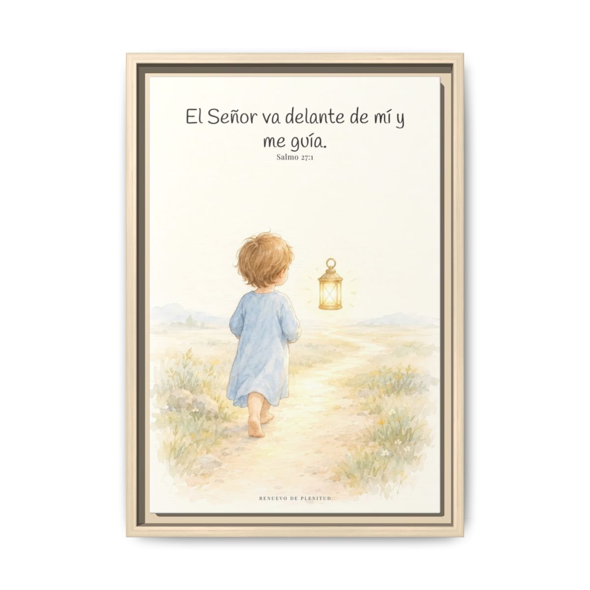 El Señor va delante de mí — Lienzo Cristiano Enmarcado | Salmo 27:1 — 12×18 pulgadas, marco natural, vista frontal