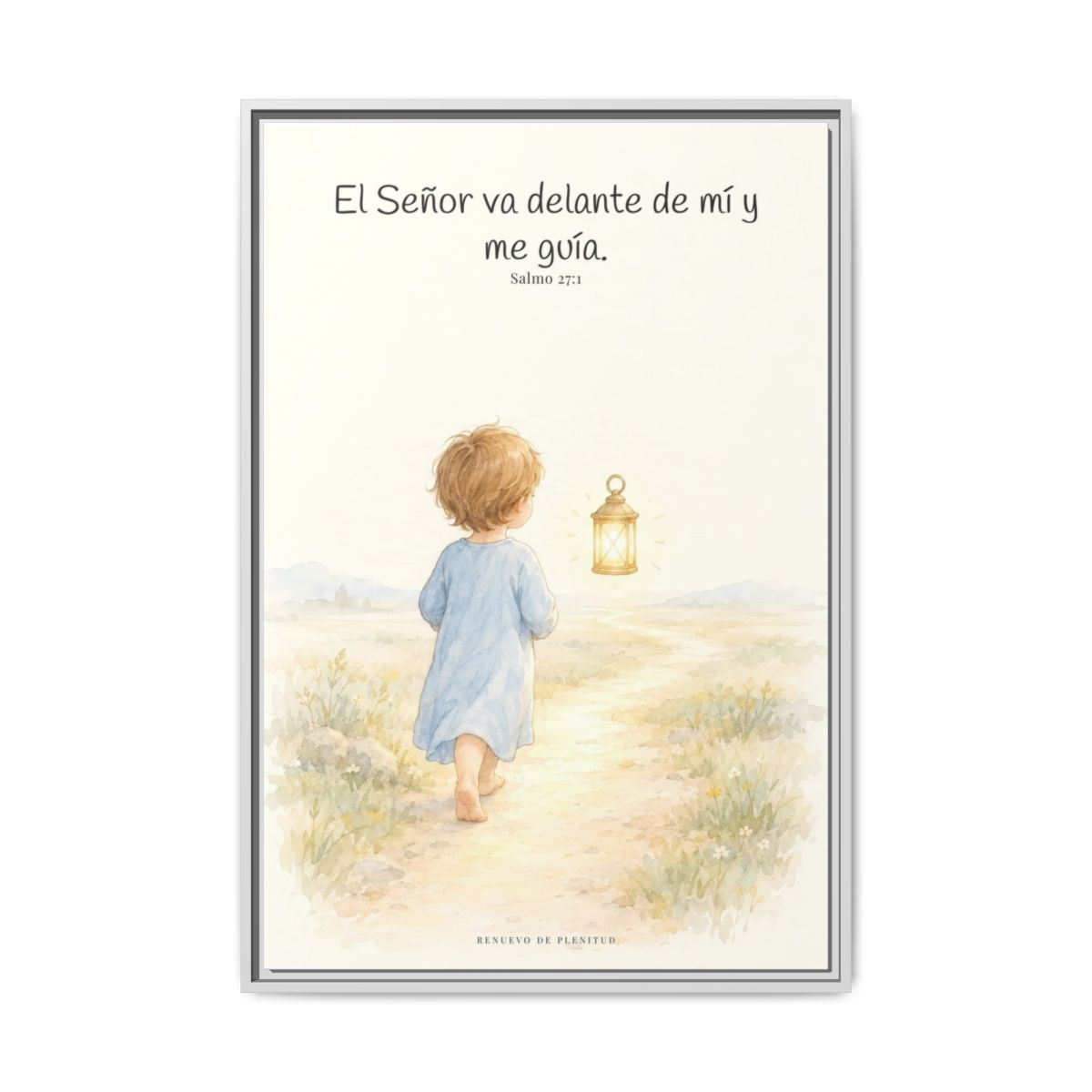 El Señor va delante de mí — Lienzo Cristiano Enmarcado | Salmo 27:1 — 24×36 pulgadas, marco blanco, vista frontal