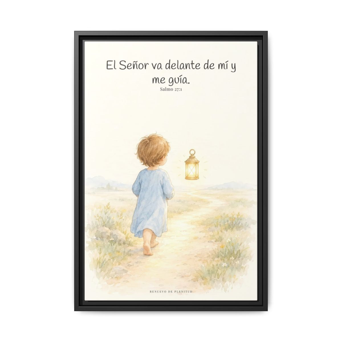 El Señor va delante de mí — Lienzo Cristiano Enmarcado | Salmo 27:1 — 16×24 pulgadas, marco negro, vista frontal
