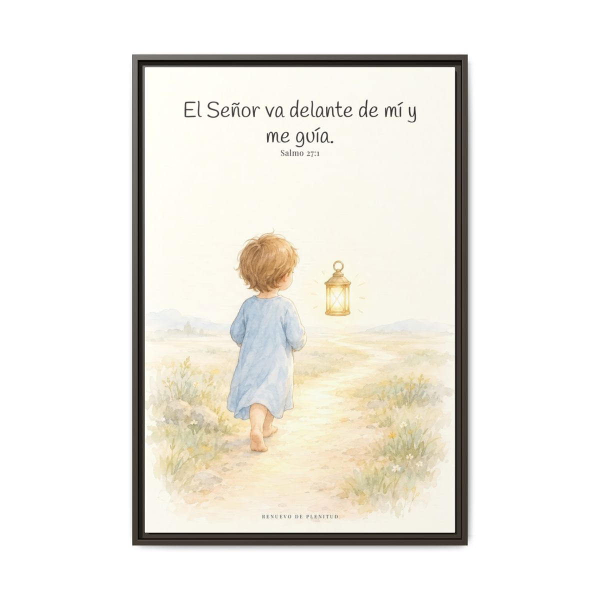 El Señor va delante de mí — Lienzo Cristiano Enmarcado | Salmo 27:1 — 24×36 pulgadas, marco espresso, vista frontal