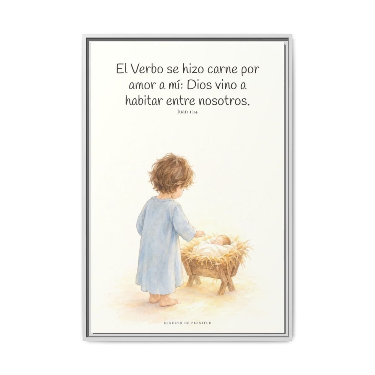 El Verbo se hizo carne por amor a mí — Lienzo Cristiano Enmarcado | Juan 1:14 — 24×36 pulgadas, marco blanco, vista frontal