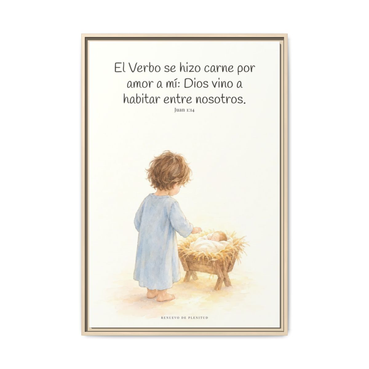 El Verbo se hizo carne por amor a mí — Lienzo Cristiano Enmarcado | Juan 1:14 — 24×36 pulgadas, marco natural, vista frontal