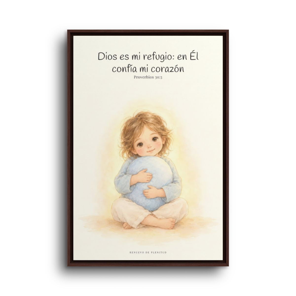 En Dios encuentro mi refugio | Cuadro bíblico para el hogar | Proverbios 30:5 — 24×36 pulgadas, marco espresso, vista frontal