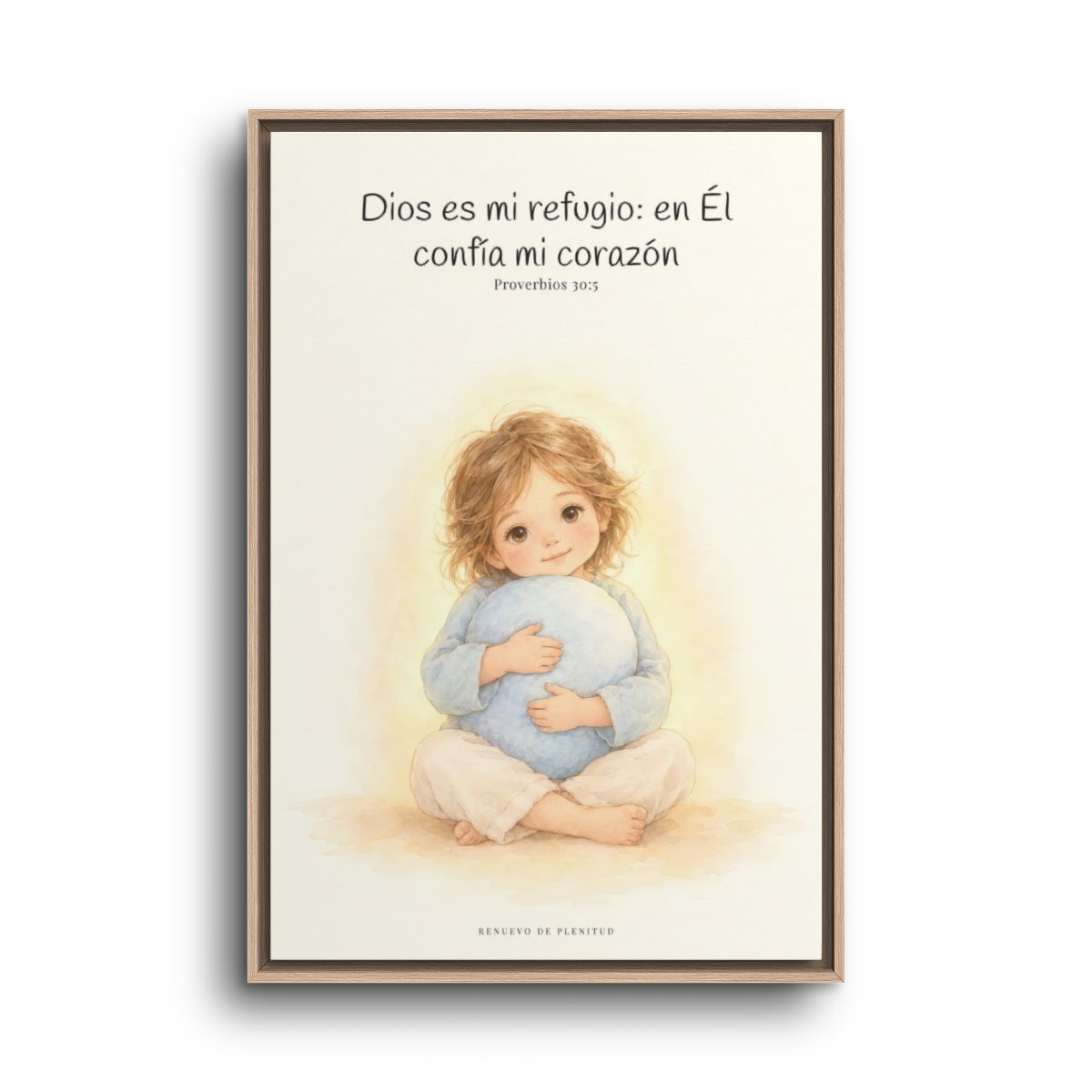 En Dios encuentro mi refugio | Cuadro bíblico para el hogar | Proverbios 30:5 — 24×36 pulgadas, marco natural, vista frontal