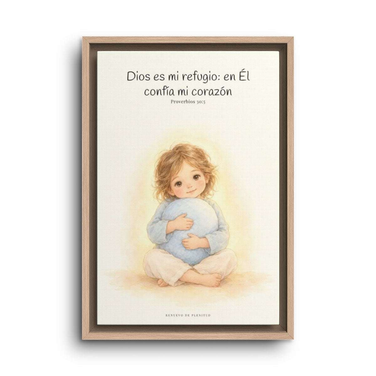 En Dios encuentro mi refugio | Cuadro bíblico para el hogar | Proverbios 30:5 — 12×18 pulgadas, marco natural, vista frontal